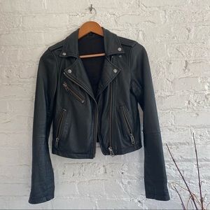 Topshop Cropped Leather Moto Jacket
